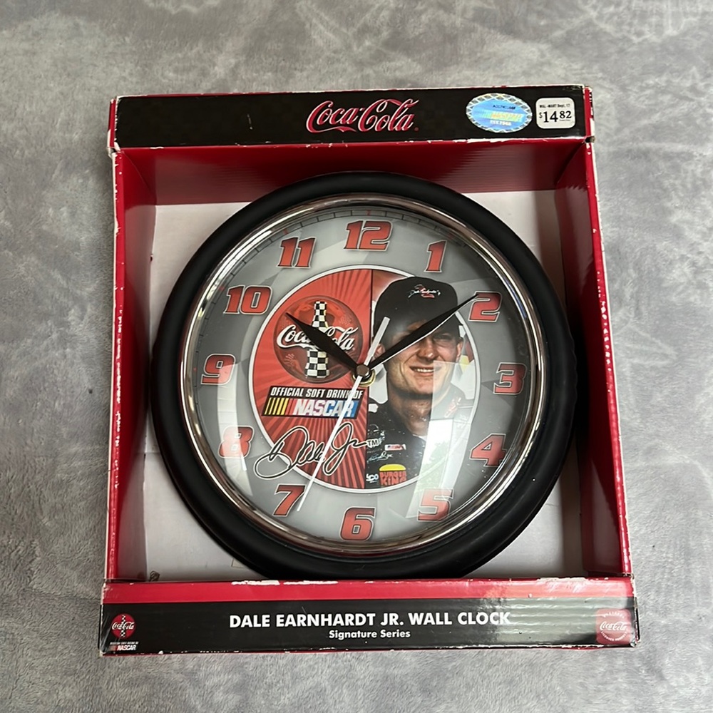 NEW in BOX Coca-Cola DALE EARNHARDT JR Signature Series Wall Clock